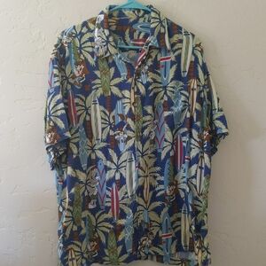 Tropical Blue Surfboard Print Casual Shirt